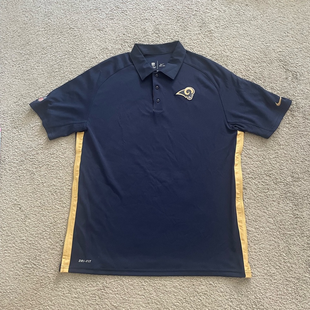 NFL Men’s Navy and Gold Los Angeles Rams Polo Shirt